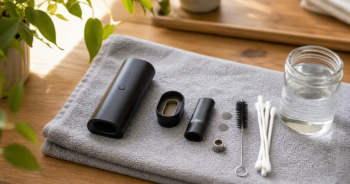 header image for the article How to Clean a Dry Herb Vaporizer (The Complete Step-by-Step Guide)
